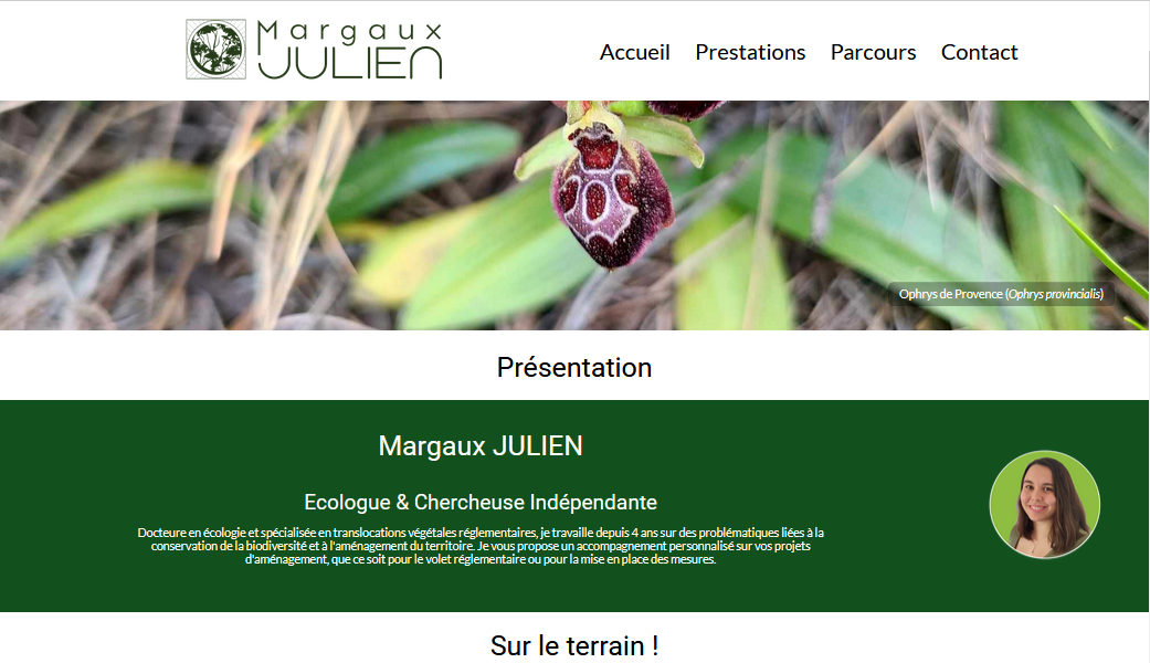 Aperçu du site Margaux Julien Ecologue